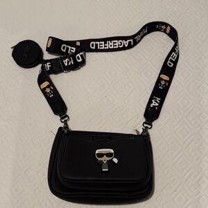 Karl Lagerfeld Black Crossbody Bag with Iconic Charm